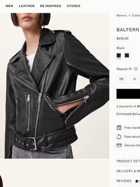 AllSaints Balfern Leather Biker Jacket – Black Moto Jacket